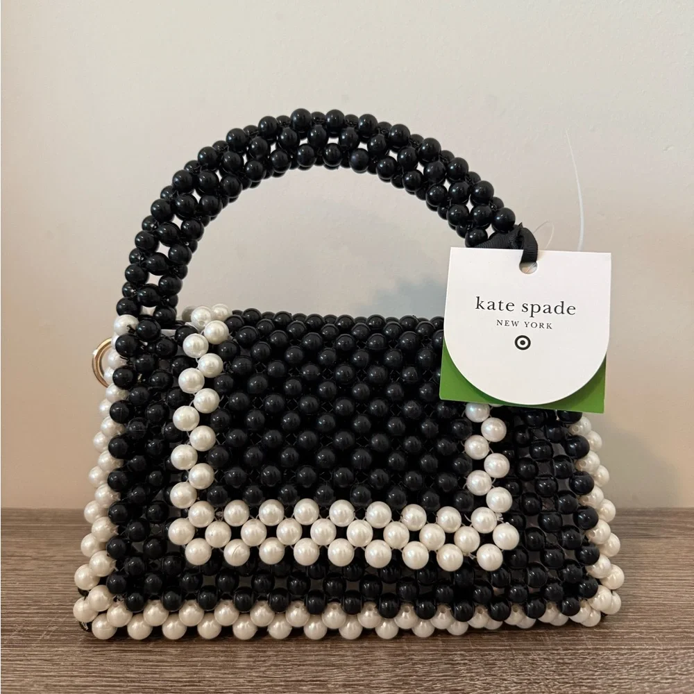 Kate Spade x Target NWT Black and White Colorblock Beaded Crossbody Bag
